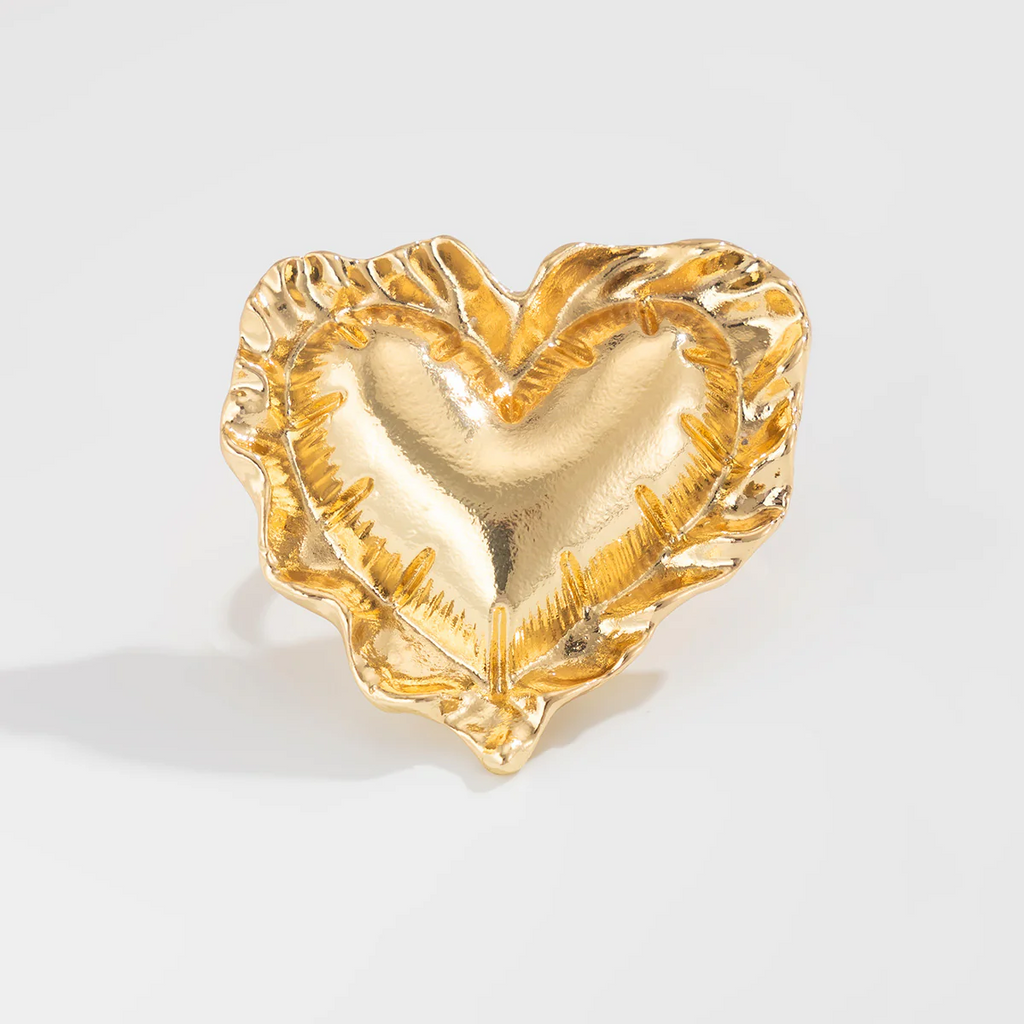 Cushioned Heart Golden Ring
