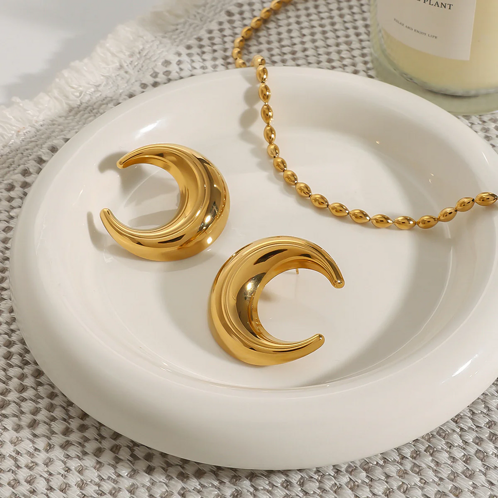 Crescent Moon Studs