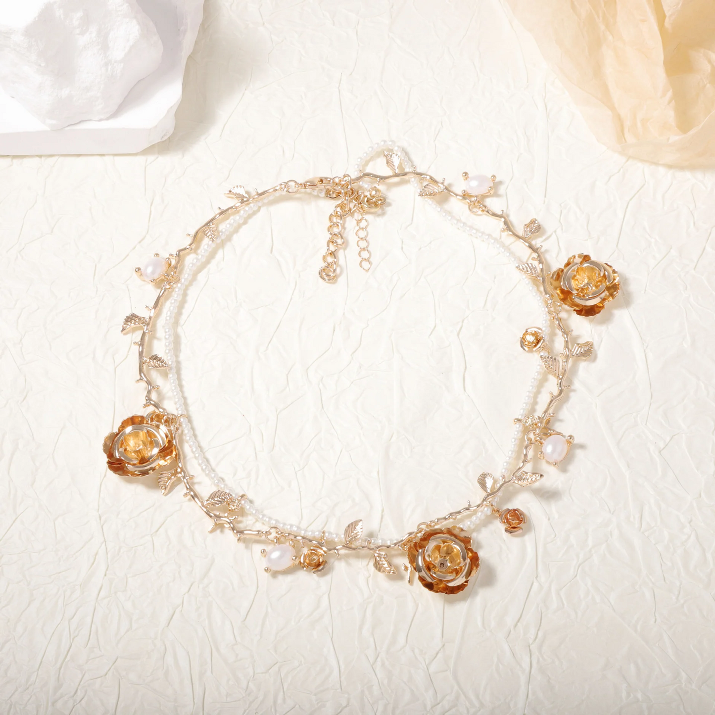 Rose and Pearl Necklace