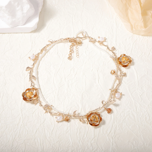 Rose and Pearl Necklace