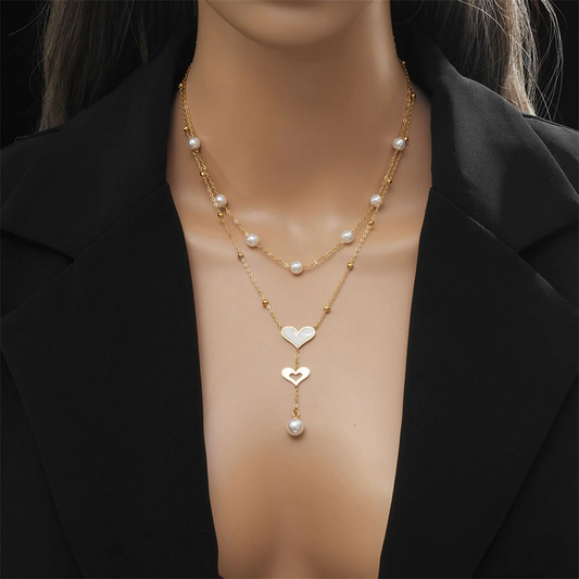 Heart Pearl Layered Necklace