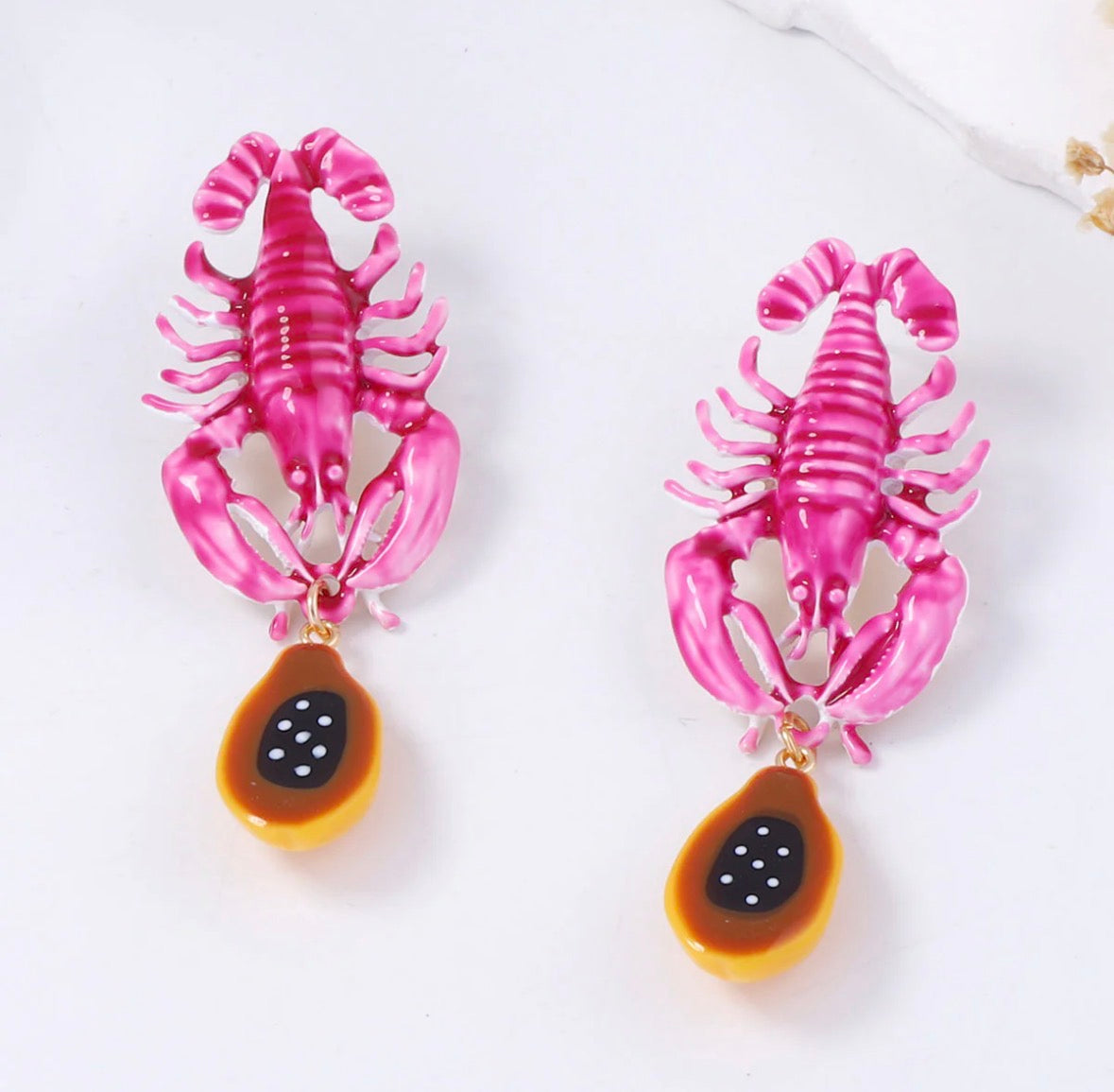 Lobster Papaya Earrings