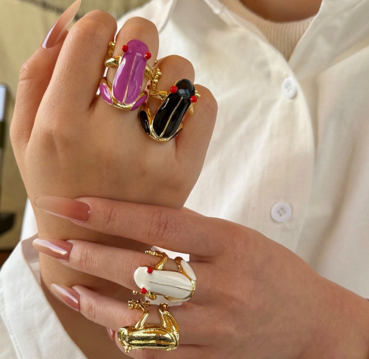 Enamel Frog Ring