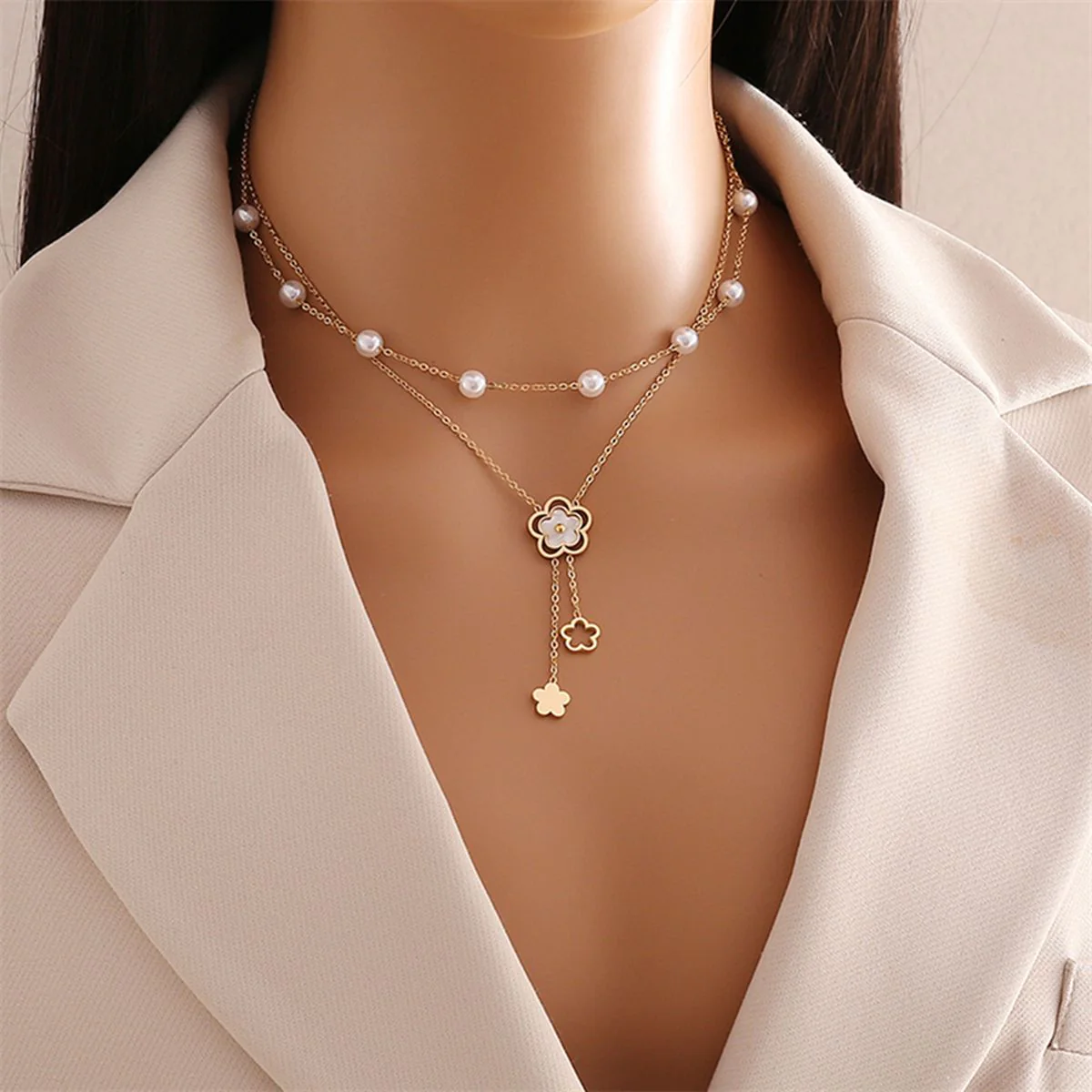 Flower Double Layered Necklace