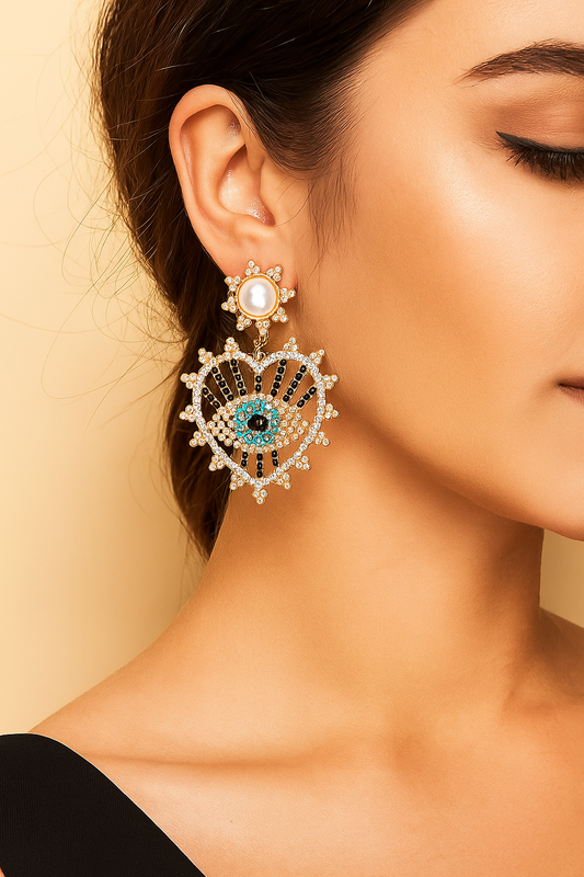 Pearl Evil Eye Earrings