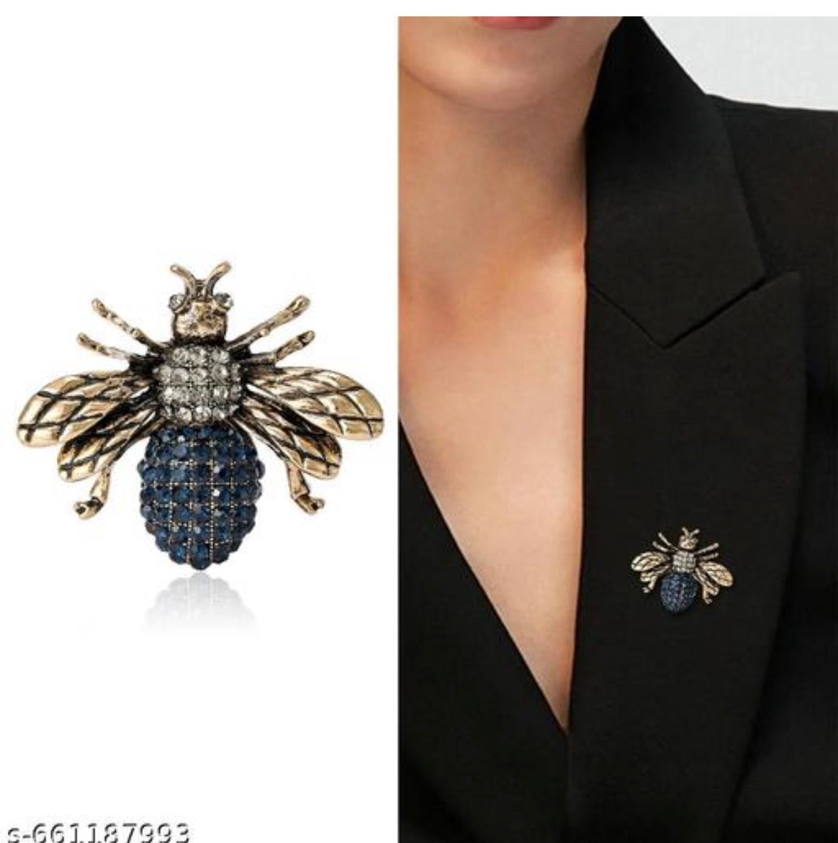 Blue Bee Brooch