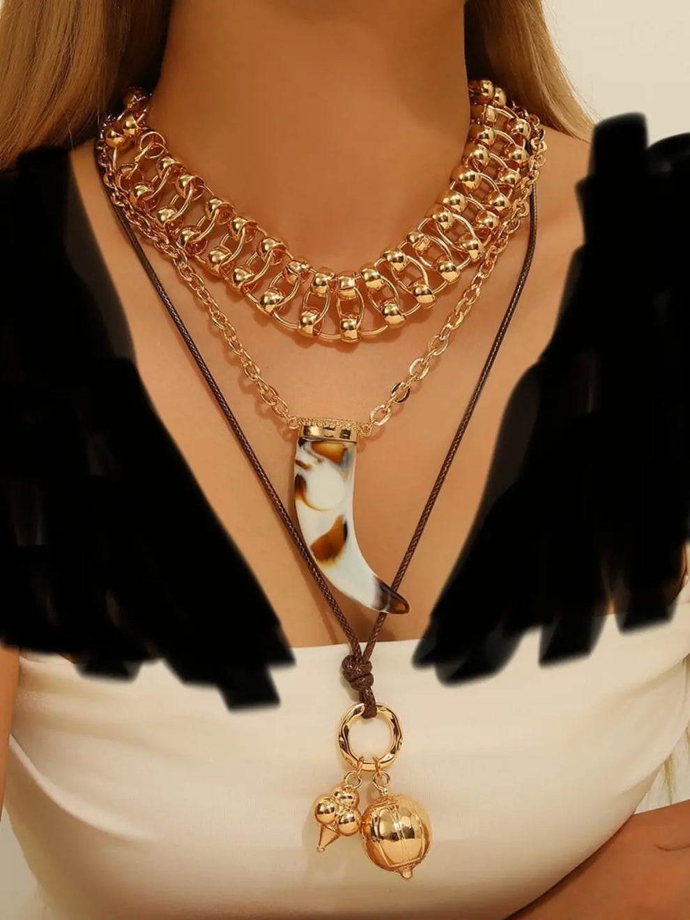 Animal Horn Layered Necklace