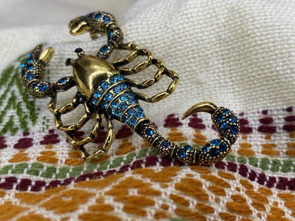 Beach Blue Scorpion Brooch