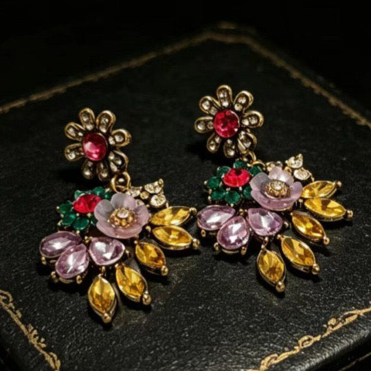 Cluster Crystal Flower Earrings