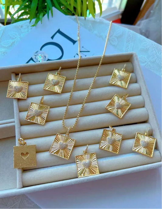 Square Heart Pendant Necklace