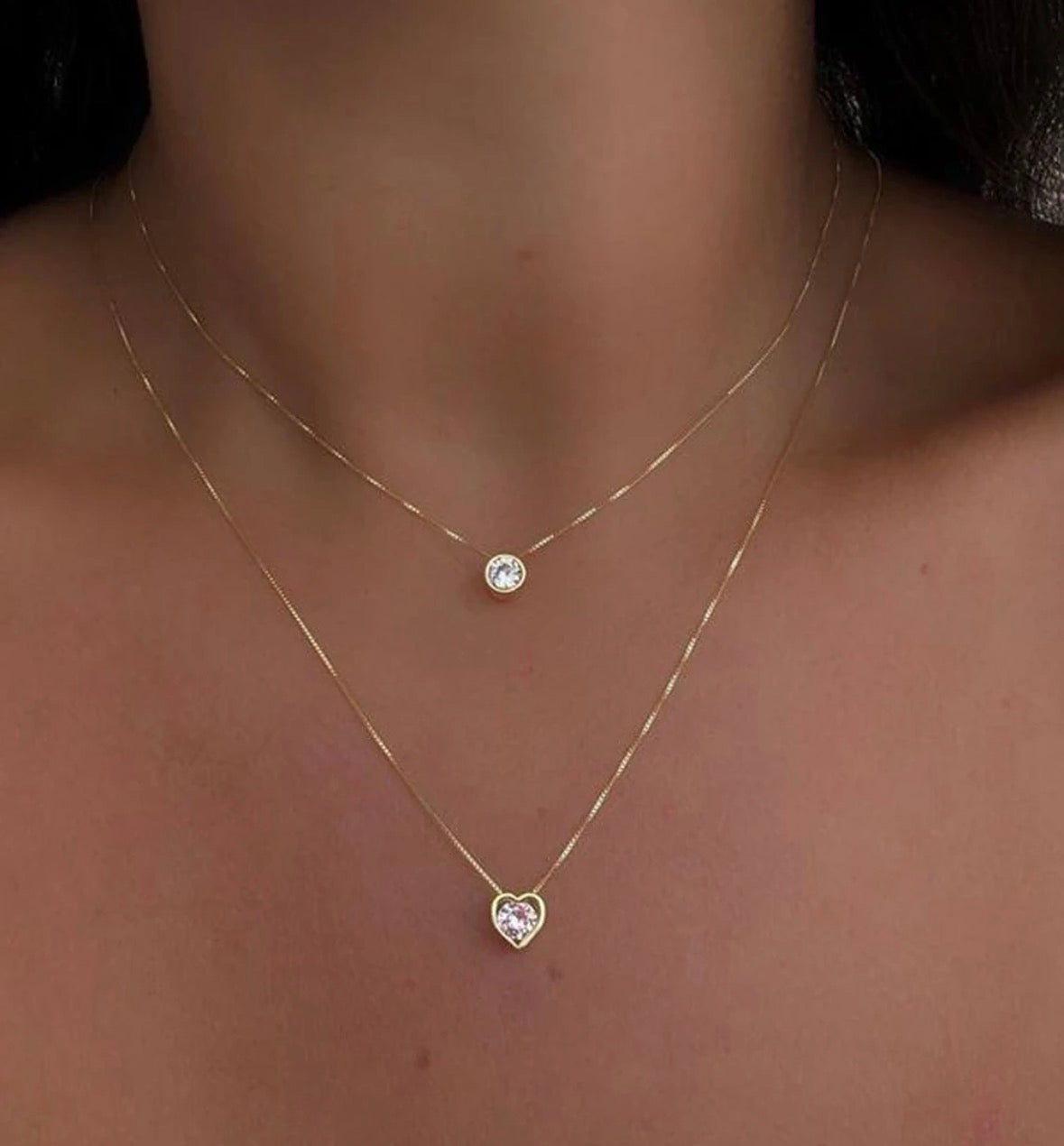 Double Layered Heart Pendant Necklace