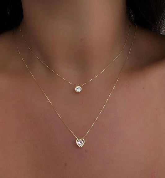Double Layered Heart Pendant Necklace