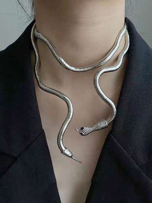 Silver Snake Stretchy Necklace