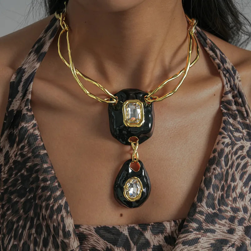 Crystal Drop Statement Necklace