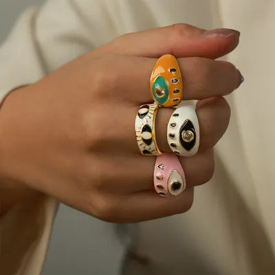 Orange Evil Eye Ring