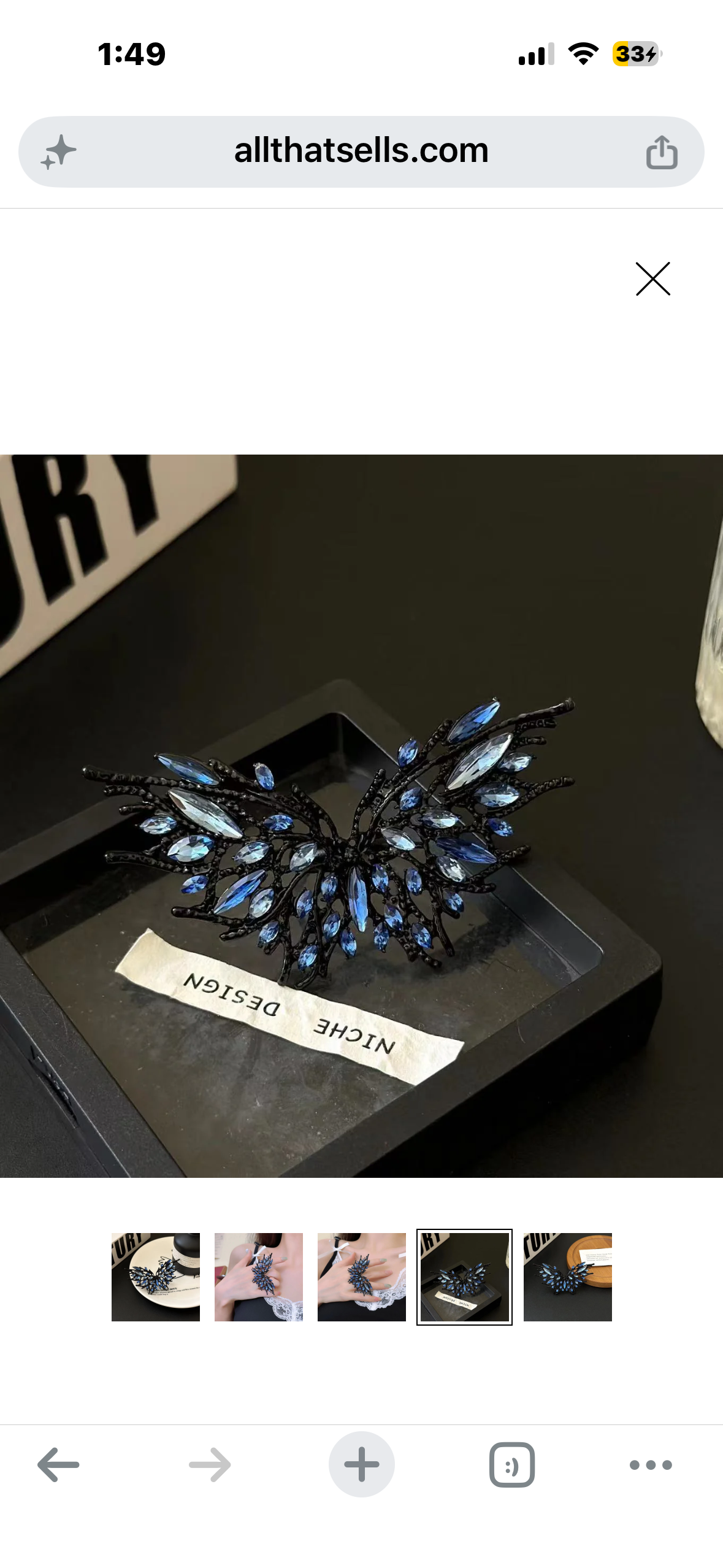 Blue Stone Black Butterfly Ring