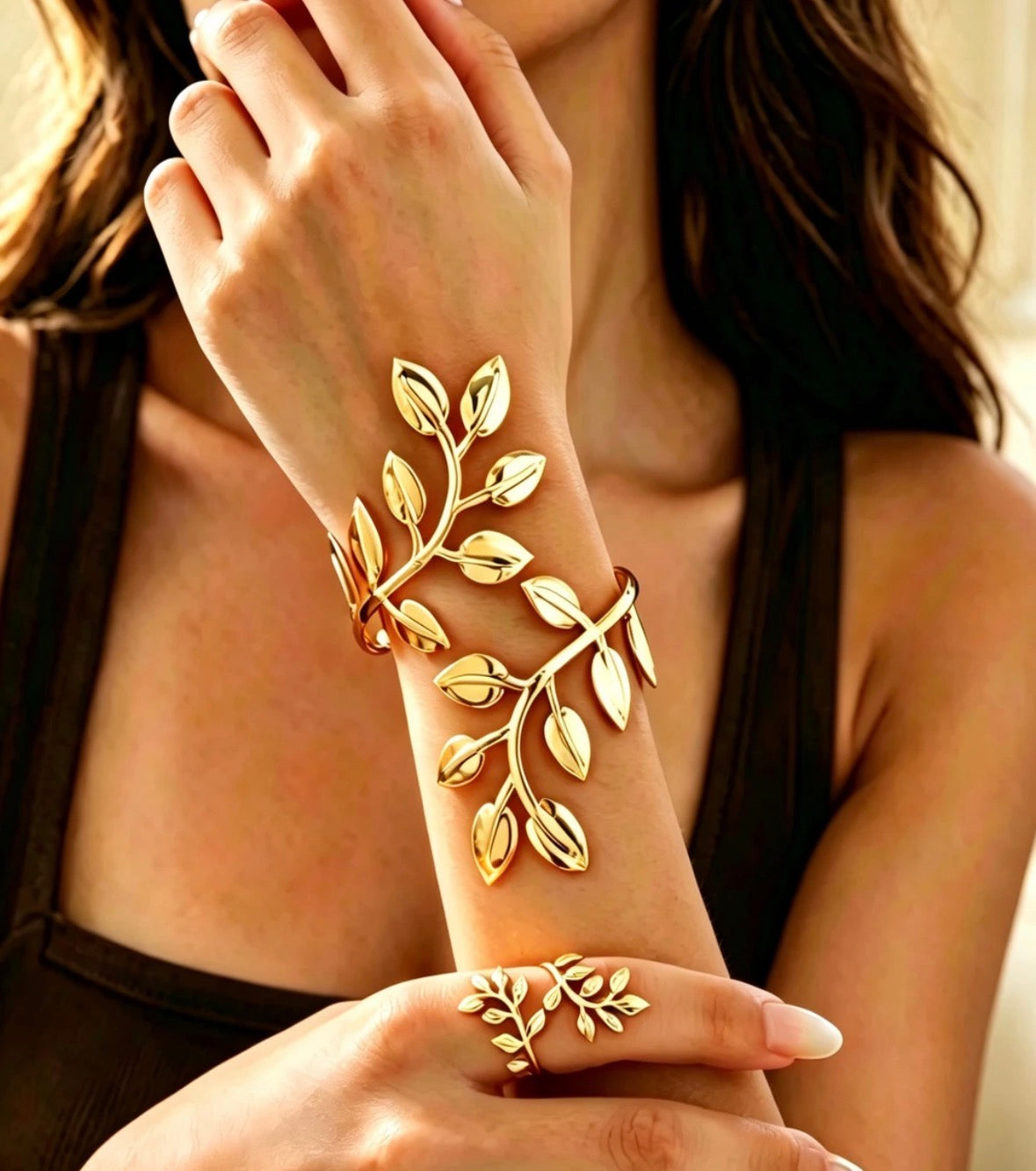 Leaf Bracelet and Ring Set
