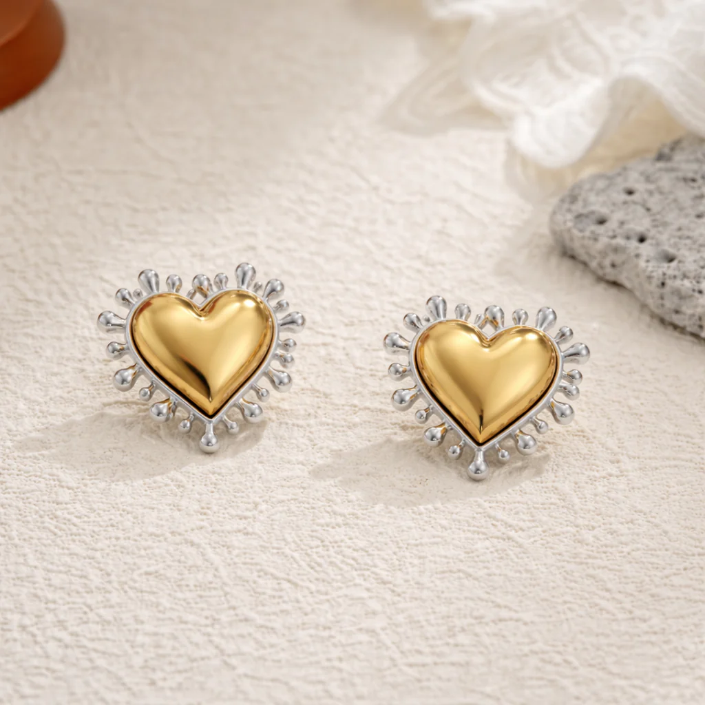 Dual Tone Heart Studs