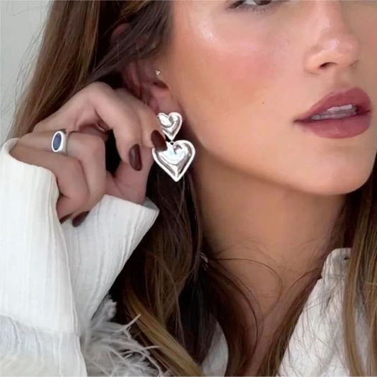 Double Heart Stud Earring
