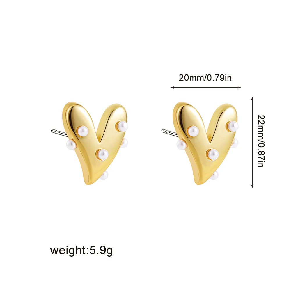 Mini Pearl Heart Studs