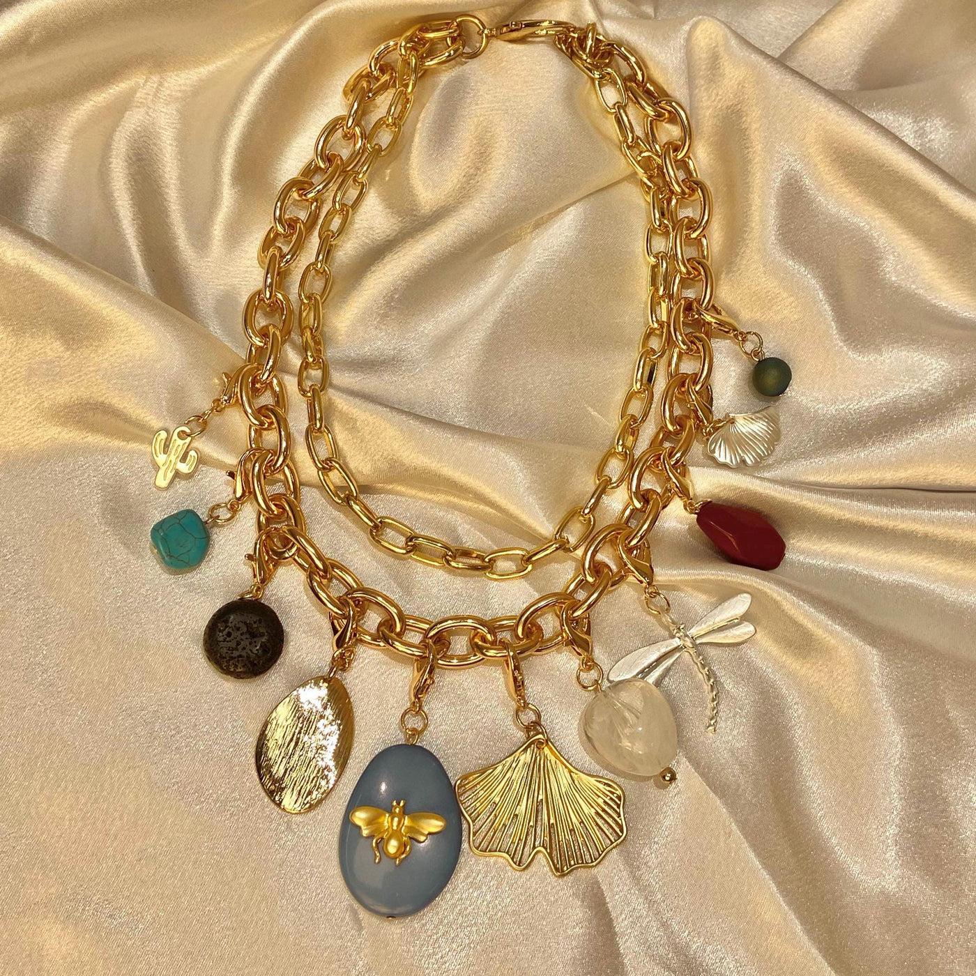 Blue Bee Charm Necklace