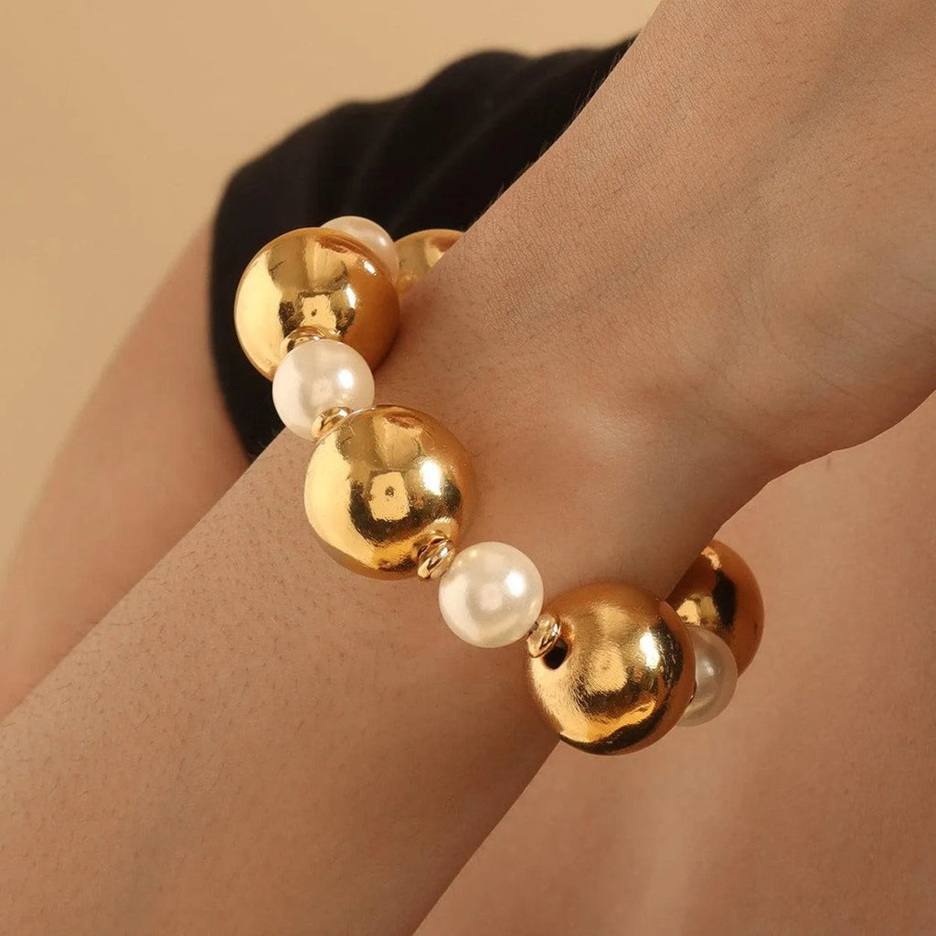 Golden Ball Pearl Bracelet