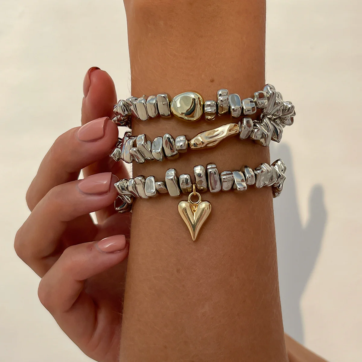 Pebble Gold Silver Bracelet