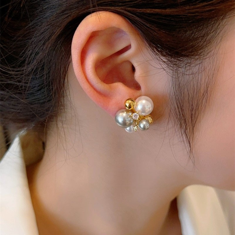 Pearl N Diamond Grape Stud