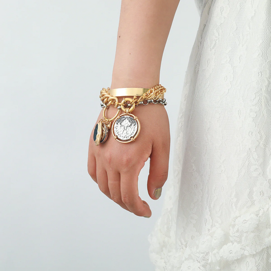 Rustic Layered Stack of 2 Bracelet/Kada