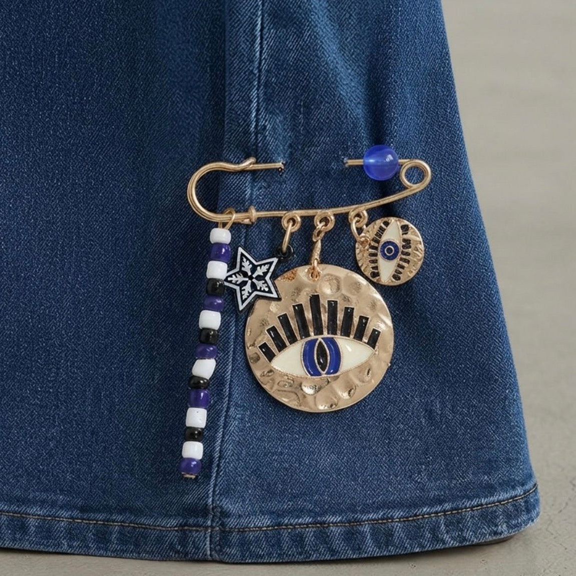 Blue Evil Eye Pin Brooch