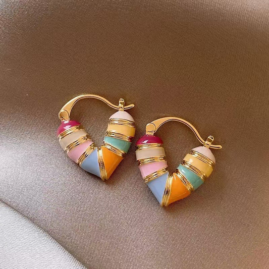 Rainbow Heart Hoops
