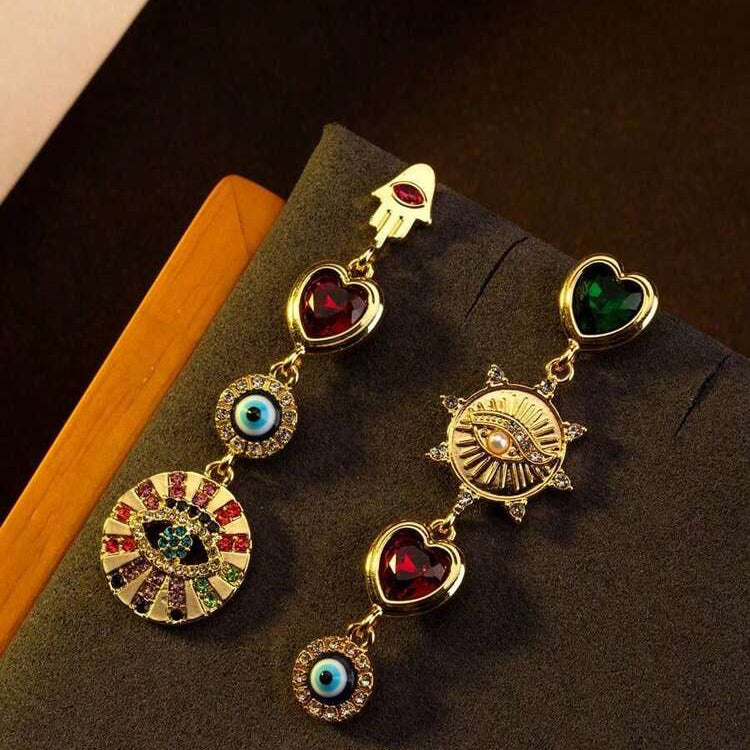 Mismatched Evil Eye Stone Dangler