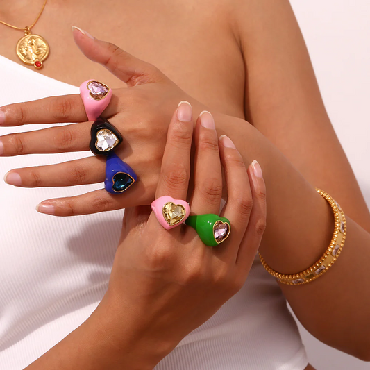 Heart Enamel Ring