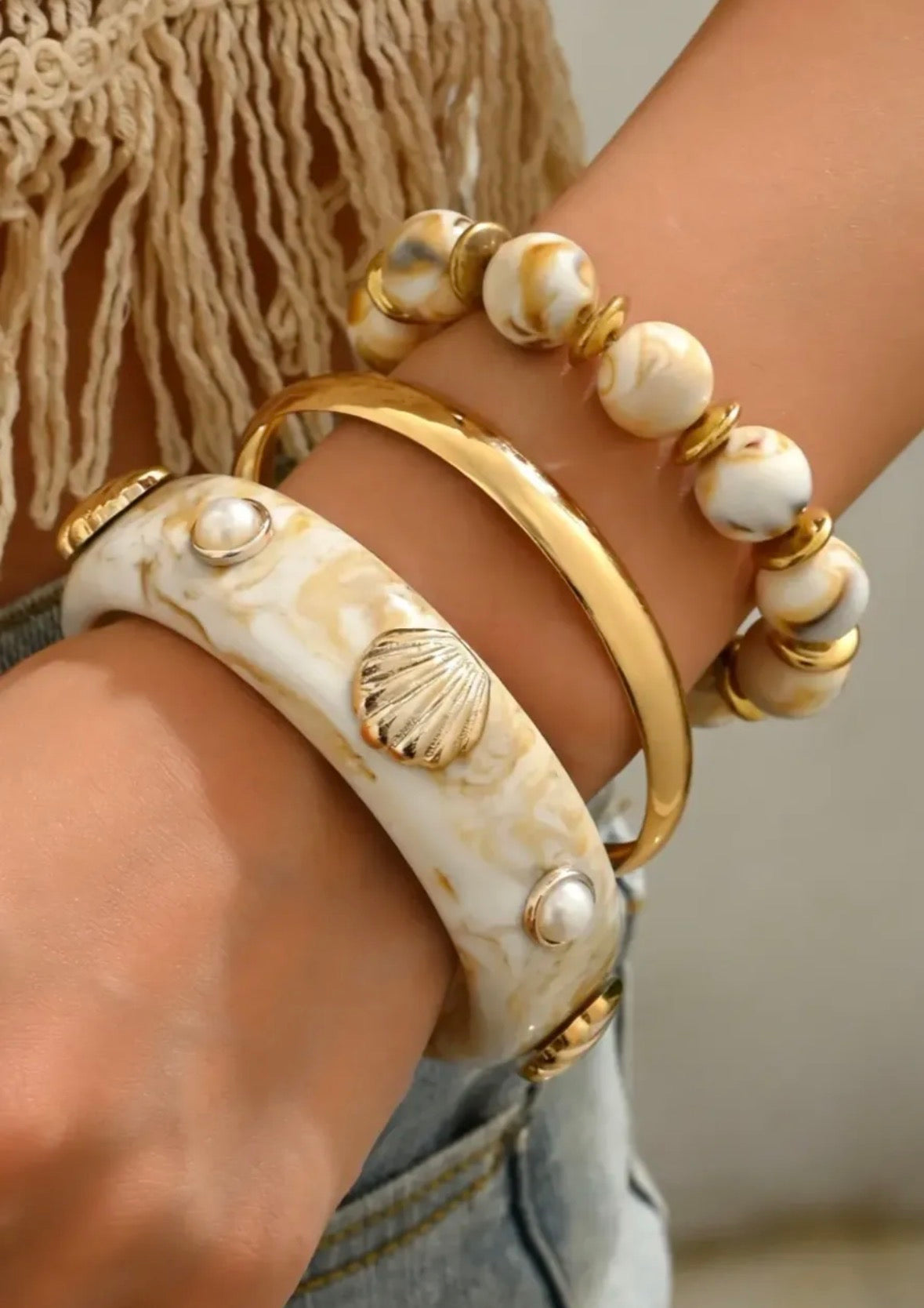 Shell Bracelet Stack of 3