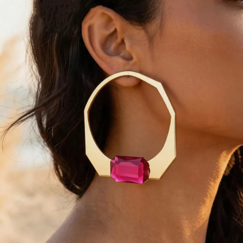 Ruby Geometric Earrings