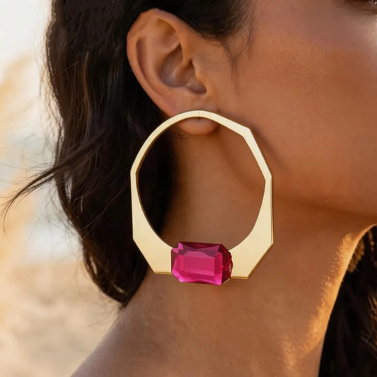 Ruby Geometric Earrings