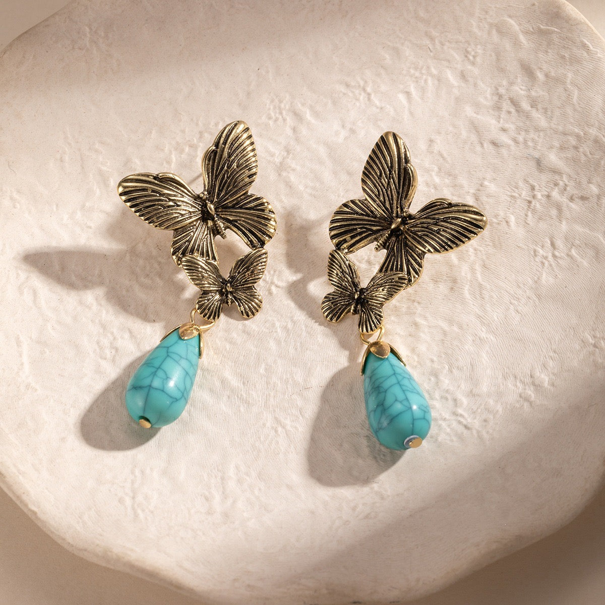Butterfly Pearl Drop Earrings