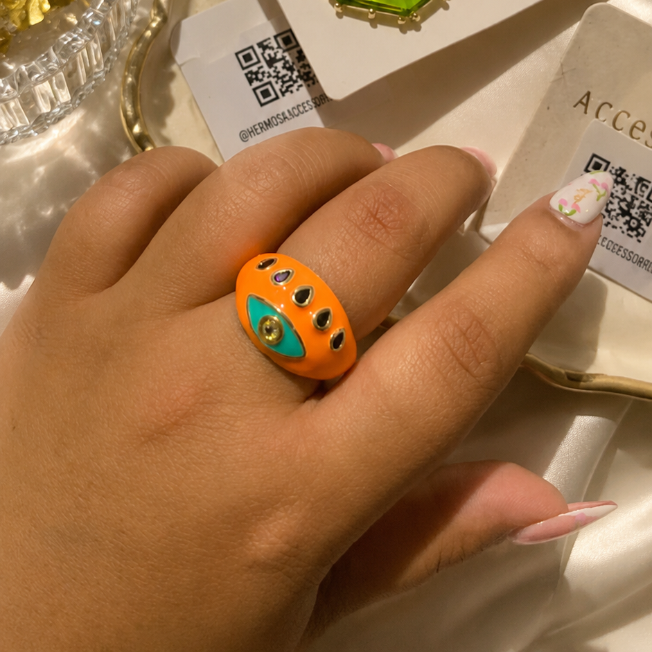 Orange Evil Eye Ring
