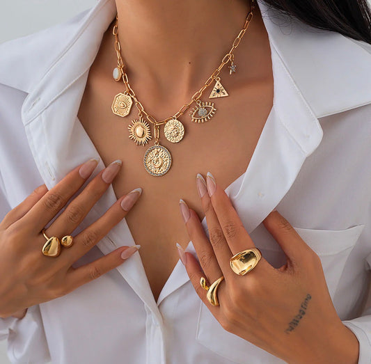 Sun Evil Eye Charm Necklace