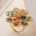 Crystal Flower Cocktail Ring