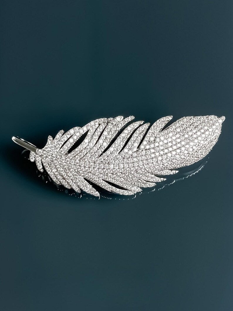 Diamond Feather Brooch