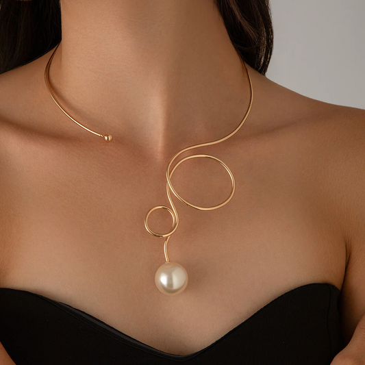 Abstract Pearl Down Choker