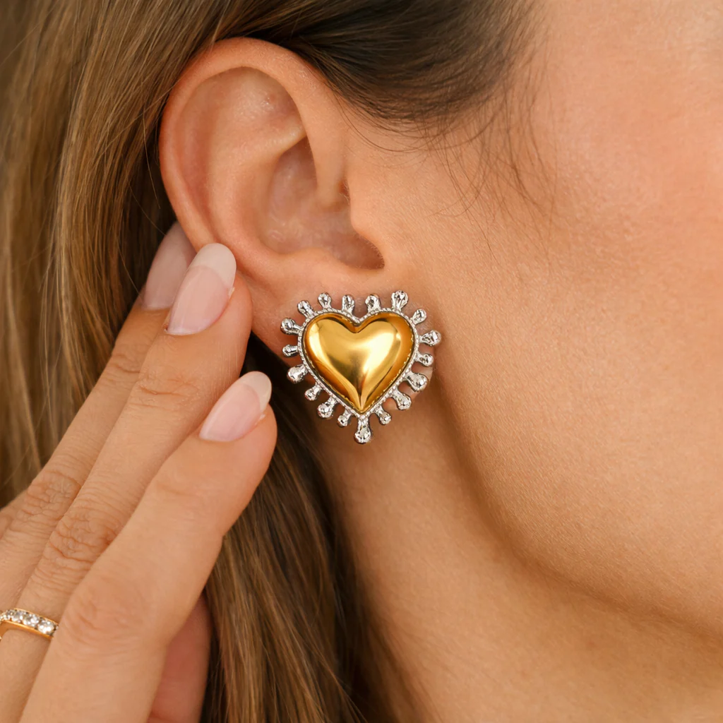 Dual Tone Heart Studs