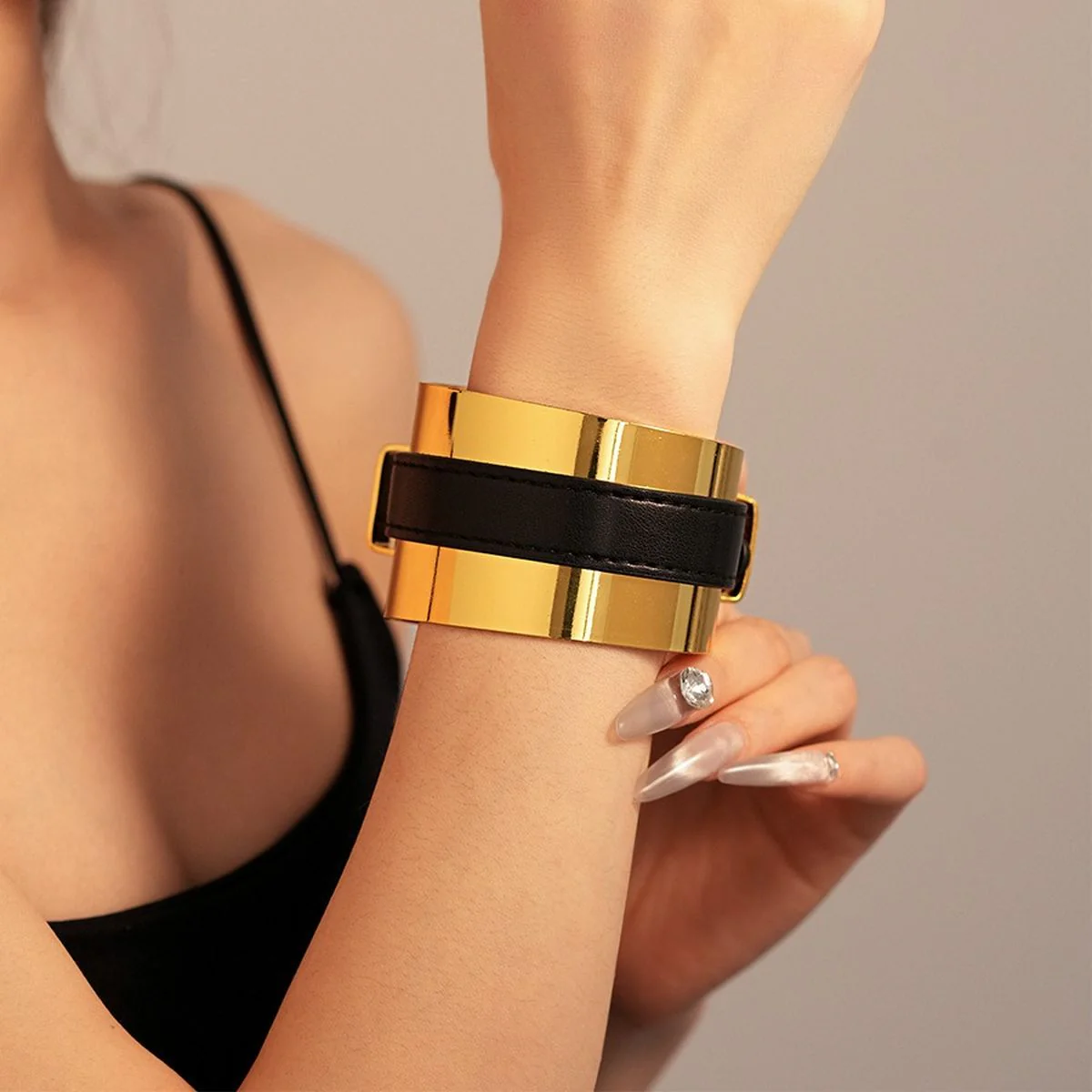 Golden Leather Wrap Kada