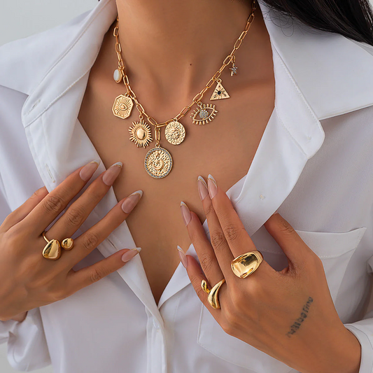 Sun Evil Eye Charm Necklace