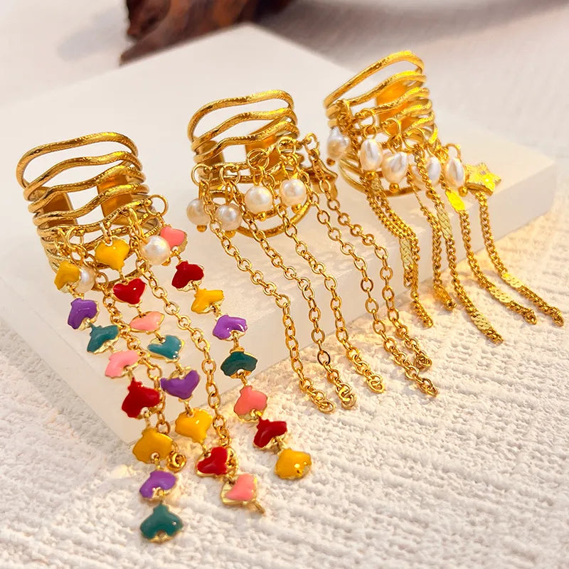 Heart Falling Tassel Ring