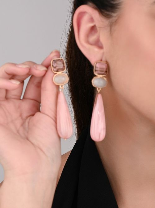 Raysa Pink Pearl Drop Earrings