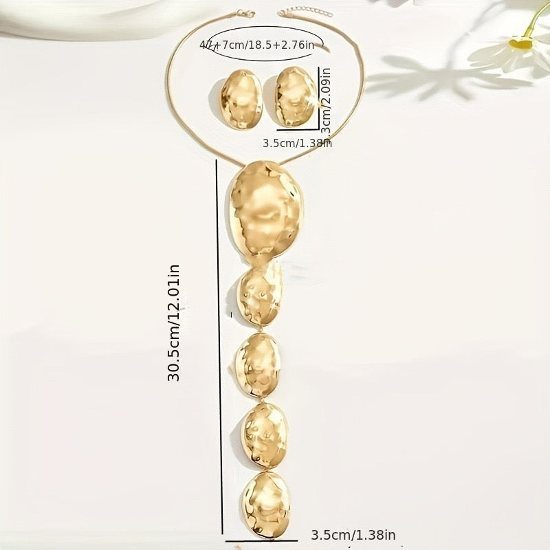 Taupe Statement Necklace & Earrings
