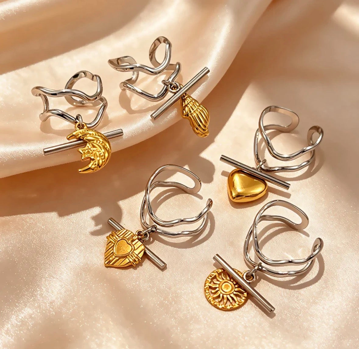 Moon Shell Drop Ring