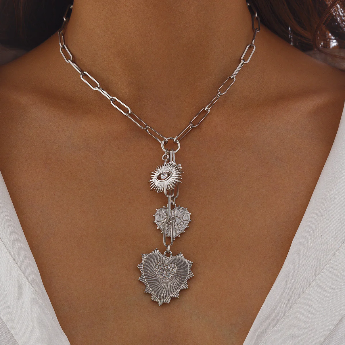 Silver Dripping Heart Necklace